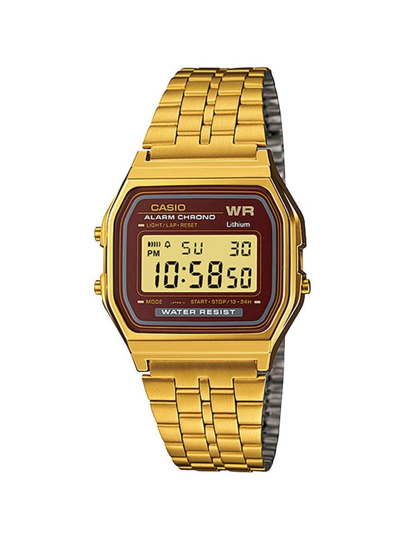Orologio originale CASIO acciaio crono data luce oro sveglia vintage