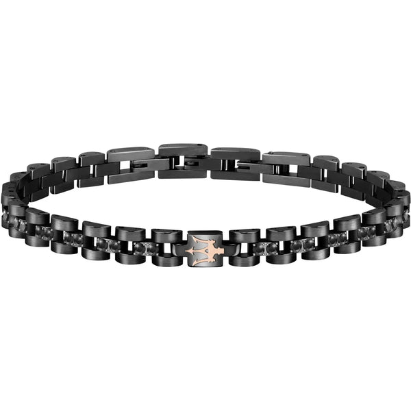 Bracciale in Acciaio Nero e Zirconi Neri