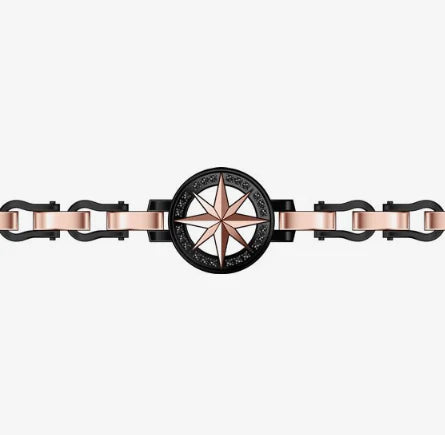 Bracciale Uomo Nero e Rosato con Rosa dei Venti EHB245