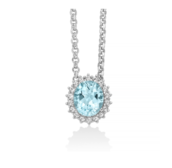 Collana in argento con Gemma del Cielo ovale Miluna