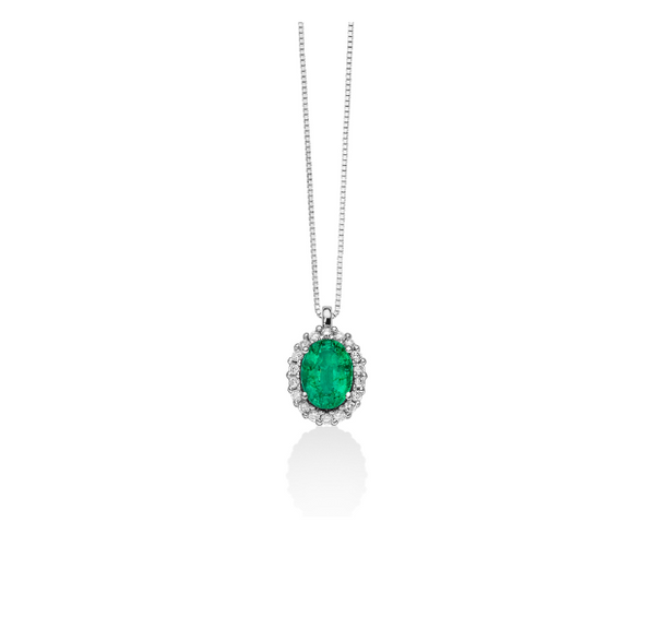 Collana in Oro e pendente con Smeraldo e Diamanti