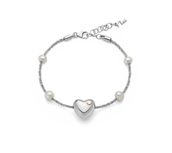 Bracciale in Argento e Perle con centrale a Cuore