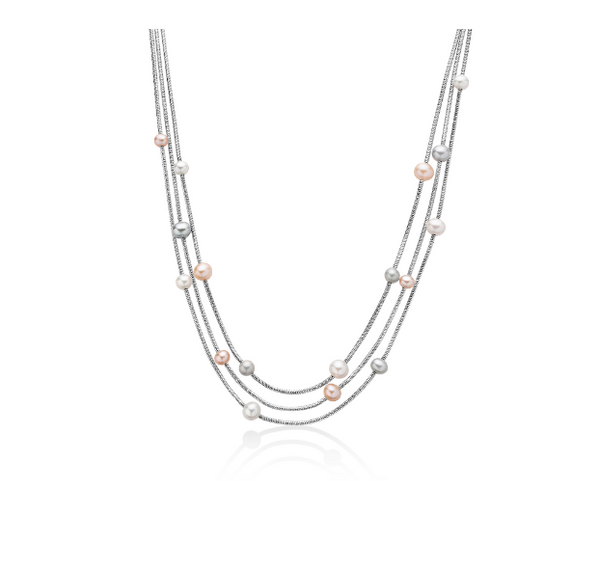 Collana in Argento e Perle multicolore