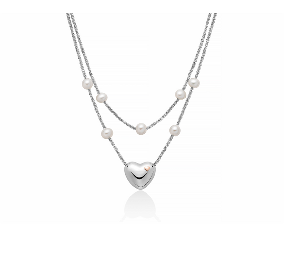 Collana a due fili con Perle e Cuore