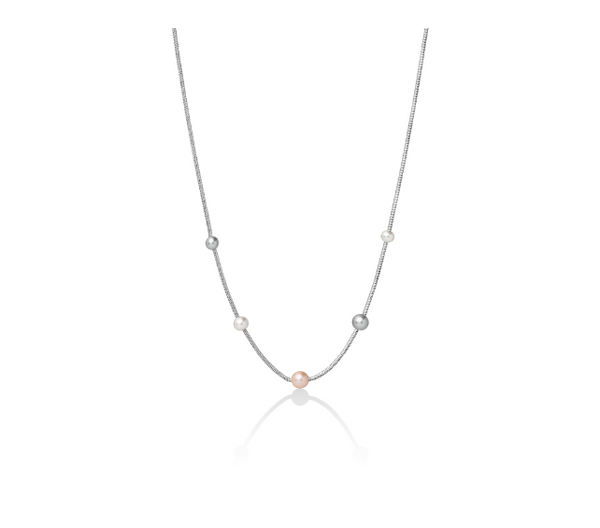 Collana monofilo in Argento con Perle multicolore