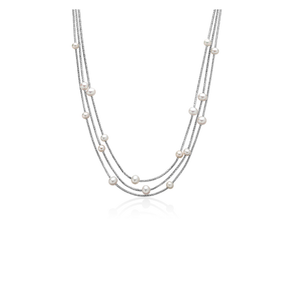 Collana multifilo in Argento con Perle