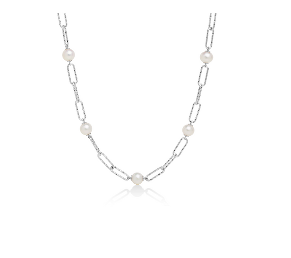 Collana maglia a Catena in Argento e Perle.