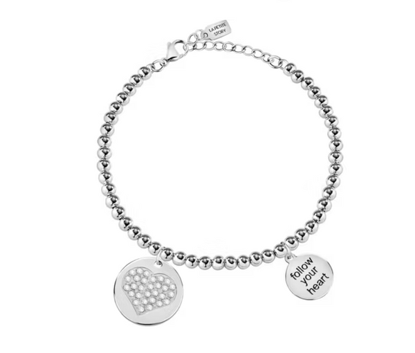 Bracciale Morbido a Sfere con Cuore zirconato