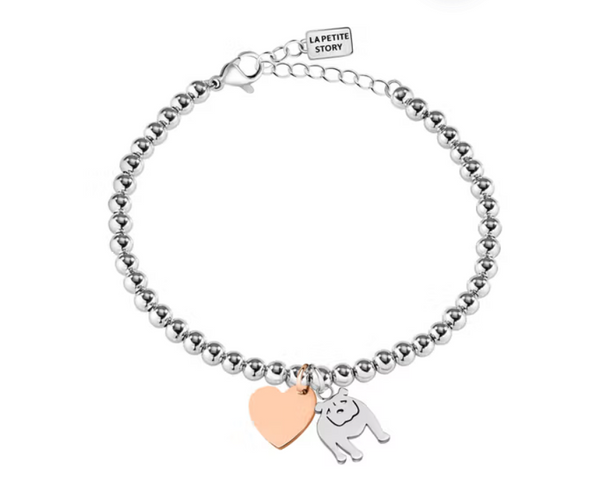 Bracciale a Sfere con Cane e Cuore