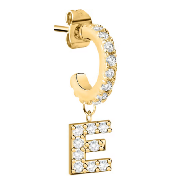 Monorecchino con Lettera E pendente zirconata