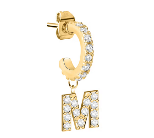 Monorecchino con Lettera M pendente zirconata