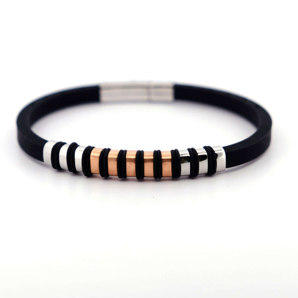ZANCAN | BRACCIALE IN ACCIAIO E SILICONE NERO  HITECK UHB034