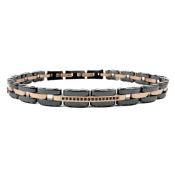 Bracciale da Uomo Zancan in Acciaio con Spinelli Neri  UHB057