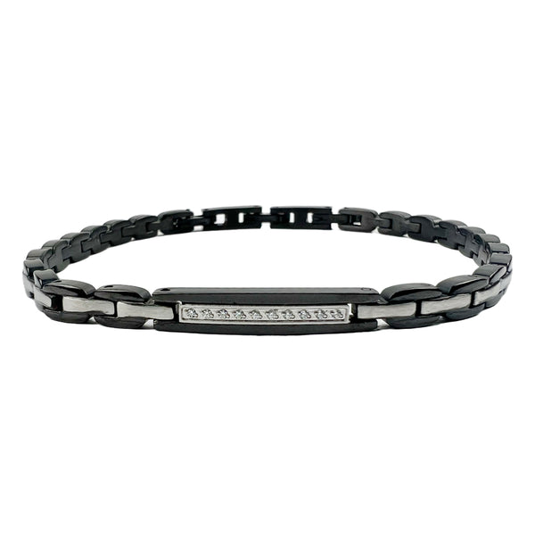 Bracciale da Uomo Zancan in Acciaio con Targa e Zirconi UHB077