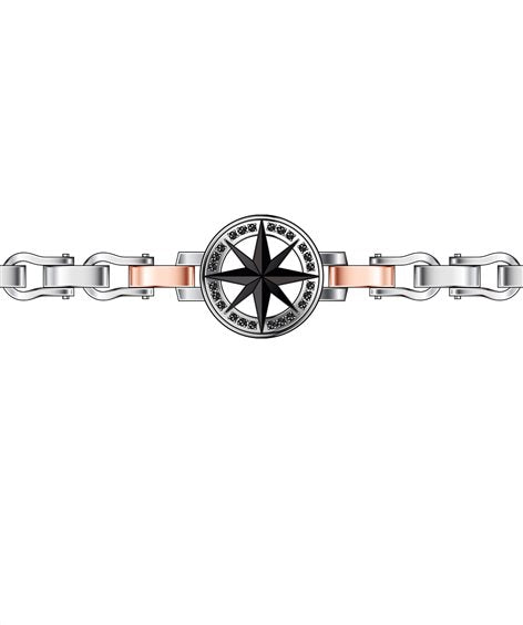 Bracciale Uomo Bianco e Rosato con Rosa dei Venti EHB240