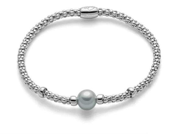 Bracciale maglio Coreana in Argento con Perla centrale